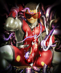 Rule 34 | 1boy, anal, bodysuit, cum, formal, glasses, itto (mentaiko), male focus, male penetrated, multiple insertions, nodules, object insertion, penis, rape, red suit, resistance, solo, suit, tentacle nodules, tentaclejob, tentacles, tentacles on male, testicles, torn clothes, undressing, urethral insertion