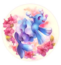 Rule 34 | brionne, commentary, creature, creatures (company), english commentary, fangs, flower, full body, game freak, gen 7 pokemon, juneru, nintendo, no humans, pokemon, pokemon (creature), purple eyes, signature, solo, transparent background
