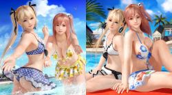 Rule 34 | 2girls, 3d, ass, bikini, blonde hair, blue eyes, breasts, dead or alive, dead or alive xtreme 3 fortune, honoka (doa), marie rose, multiple girls, official art, outdoors, pink hair, sky, swimsuit