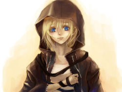 Rule 34 | 1girl, artist request, black coat (kingdom hearts), blonde hair, blue eyes, closed mouth, dress, kingdom hearts, kingdom hearts ii, looking at viewer, lowres, medium hair, namine, simple background, smile, solo, upper body, white dress
