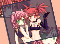 Rule 34 | 00s, 2girls, breasts, disgaea, earrings, etna (disgaea), gloves, green eyes, horns, jewelry, luchi, makai senki disgaea, multiple girls, necklace, aged up, pointy ears, small breasts