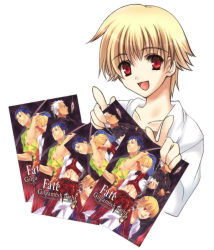 Rule 34 | 1boy, aged down, blonde hair, child, child gilgamesh (fate), fate/gilgamesh night, fate/hollow ataraxia, fate/stay night, fate (series), gilgamesh (fate), male focus, mirucream, open mouth, red eyes, short hair, smile