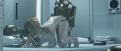 Rule 34 | 1girl, 1other, 3d, anal, anal object insertion, animated, ass, ass grab, blonde hair, breasts, commander (nier:automata), corruption, doggystyle, grabbing, grabbing another&#039;s ass, highres, indoors, interior, machine, medium breasts, nier:automata, nier (series), object insertion, open mouth, robot, sex, sex from behind, sound, square enix, top-down bottom-up, vaginal, video, zmsfm