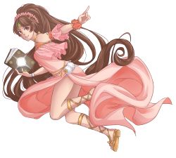 Rule 34 | 1girl, absurdly long hair, bare shoulders, brown hair, fire emblem, fire emblem: mystery of the emblem, fire emblem: new mystery of the emblem, fire emblem: shadow dragon, fire emblem: shadow dragon and the blade of light, full body, gladiator sandals, linde (fire emblem), long hair, looking at viewer, nintendo, sandals, simple background, solo, solo focus, transparent background, very long hair, white background