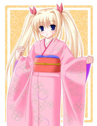 Rule 34 | 1girl, blonde hair, female focus, japanese clothes, looking at viewer, minamori noeru, solo, standing, tagme