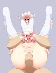 Rule 34 | 1boy, 1girl, absurdres, ass, ass focus, bare legs, blush, boots, breasts, full body, full nelson, grabbing, grabbing from behind, grey background, happy sex, hat, heart, heart-shaped pupils, heavy breathing, hetero, highres, huge ass, jakuzure nonon, kill la kill, legs up, matching hair/eyes, moaning, nipples, nude, open mouth, origtai, penis, pink eyes, pink hair, pussy, saliva, sex, shiny skin, sidelocks, simple background, small breasts, symbol-shaped pupils, taihen, teeth, testicles, tongue, tongue out, uncensored, upper teeth only, vaginal, wide hips