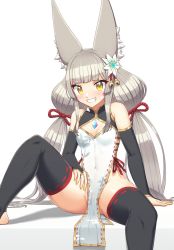 Rule 34 | 1girl, alten, alternate costume, animal ears, breasts, cat ears, chest jewel, chinese clothes, cleavage, facial mark, highres, long hair, low twintails, nia (blade) (xenoblade), nia (xenoblade), solo, twintails, very long hair, xenoblade chronicles (series), xenoblade chronicles 2, yellow eyes
