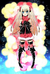 Rule 34 | 1girl, boots, gothic lolita, gradient hair, lolita fashion, multicolored hair, original, sakebuotoko, santa costume, solo, thigh boots, thighhighs, twintails