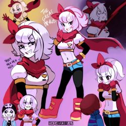 Rule 34 | 10s, 2015, 2girls, androgynous, artist name, black eyes, blush, boots, character name, english text, frisk (undertale), genderswap, genderswap (mtf), gloves, grin, hairband, hopebiscuit, humanization, midriff, multiple girls, navel, open mouth, pantyhose, pantyhose under shorts, papyrus (undertale), personification, sans (undertale), scarf, short hair, shorts, smile, striped clothes, striped sweater, sweater, undertale, white hair