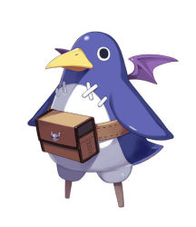 Rule 34 | animal focus, bag, bat wings, bird, disgaea, nippon ichi, no humans, official art, penguin, prinny, simple background, solo, trinity universe, tsunako, white background, wings