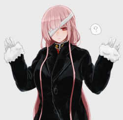 Rule 34 | 1girl, absurdres, arms up, bad id, bad pixiv id, bandage over one eye, coat, fate/grand order, fate (series), florence nightingale (fate), florence nightingale (third ascension) (fate), highres, long hair, pink hair, red eyes, solo, uro (kyoka315), very long hair