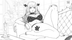 Rule 34 | 1girl, brandish mew, breasts, chain, cosplay, fairy tail, feet, monochrome, solo, tagme, the golden smurf