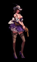 Rule 34 | 00s, breasts, detached sleeves, dress, dungeon and fighter, gun, gunner (dungeon and fighter), high heels, highres, large breasts, shoes, socks, tagme, weapon, cowboy western