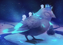 Rule 34 | 3others, :d, ^ ^, animal, animal focus, bad id, bad pixiv id, bird, blue theme, closed eyes, crown, closed eyes, feathers, manino (mofuritaionaka), multiple others, night, no humans, open mouth, original, smile