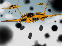Rule 34 | aircraft, airplane, bomb, bomber, explosive, fly manta, flying, gundam, military, military vehicle, mobile suit gundam, smoke
