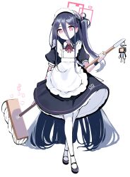 Rule 34 | &lt;key&gt; (blue archive), &lt;key&gt; (robot) (blue archive), 1girl, absurdly long hair, apron, arm at side, black footwear, black hair, black shirt, black skirt, blue archive, broom, chosunbe, closed mouth, dot nose, frilled apron, frills, full body, hair between eyes, halo, highres, holding, holding behind back, holding broom, legs apart, long hair, looking at viewer, maid, maid headdress, neck ribbon, one side up, pantyhose, petticoat, puffy short sleeves, puffy sleeves, red eyes, red ribbon, ribbon, shirt, shoes, short sleeves, simple background, skirt, solo, standing, very long hair, white apron, white background, white pantyhose