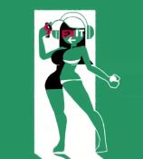 Rule 34 | 1girl, animated, baseball cap, breasts, colored skin, curvy, dancing, dj, dj exit, exit sign, green skin, hat, headphones, key, charm (object), large breasts, long hair, minimalism, minuspal, mute, personification, solo, thick thighs, thighs, video