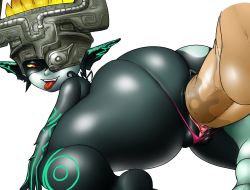 Rule 34 | 1girl, anus, ass, breasts, colored sclera, fangs, greyimpaction, huge ass, looking at viewer, looking back, midna, monster girl, nintendo, penis, pointy ears, ponytail, pussy, red eyes, sex, the legend of zelda, the legend of zelda: twilight princess, tongue, tongue out, uncensored, yellow sclera