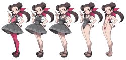 Rule 34 | absurdres, blush, brown hair, creatures (company), feet, game freak, gym leader, highres, navel, nintendo, official art, pokemon, pokemon oras, red eyes, roxanne (pokemon), sandals, slingshot swimsuit, smile, swimsuit, third-party edit, twintails, wide hips