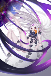 Rule 34 | 1girl, abigail williams (fate), abigail williams (third ascension) (fate), absurdres, ass, bad id, bad pixiv id, bare arms, bare legs, barefoot, black bow, blush, bow, breasts, commentary request, facial mark, fate/grand order, fate (series), floating, forehead mark, gaoyang ou nisang, grin, highres, keyhole, long hair, nebula, orange bow, orb, red eyes, revealing clothes, silver hair, sky, small breasts, smile, solo, space, star (sky), starry sky, tentacles, very long hair