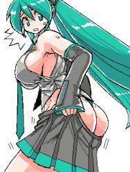 Rule 34 | 1girl, aqua hair, artist request, ass, bad anatomy, breasts, hatsune miku, huge ass, large breasts, lowres, oekaki, panties, sideboob, solo, thong, undersized clothes, underwear, vocaloid