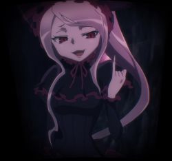 Rule 34 | 1girl, breasts, gothic lolita, highres, lolita fashion, long hair, open mouth, overlord (maruyama), petite, red eyes, screencap, shalltear bloodfallen, silver hair, slit pupils, smile, stitched, third-party edit, vampire