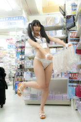 Rule 34 | 1girl, asian, bra, highres, japan, lenfried, panties, photo (medium), shop, twintails, underwear