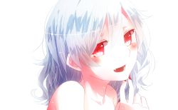 Rule 34 | 1girl, 817nono, bad id, bad pixiv id, blue hair, blush, collarbone, fang, female focus, nonomiya (817nono), nude, open mouth, portrait, red eyes, remilia scarlet, short hair, simple background, solo, touhou, transparent background, vampire