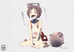Rule 34 | 10s, 1girl, black hair, crying, diving mask, diving mask on head, closed eyes, goggles, goggles on head, kantai collection, maru-yu (kancolle), one-piece swimsuit, open mouth, personification, ryusui, school swimsuit, short hair, solo, swimsuit, tears, usui ryuu, white school swimsuit, white one-piece swimsuit