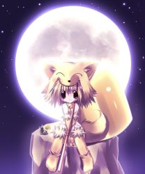 Rule 34 | 1girl, animal, animal ears, bell, blonde hair, brown eyes, closed mouth, dot mouth, fox ears, game, gloves, hat, moon, moonlight flower, no panties, paco, ragnarok online, short hair, sky, solo, star (sky), starry sky, tail, thighhighs, yellow hat
