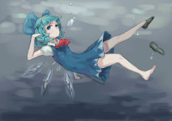 Rule 34 | circled 9, 1girl, blue bow, blue dress, blue eyes, blue hair, bow, brown footwear, cirno, commentary request, dress, full body, hair bow, highres, ice, ice wings, loafers, puffy short sleeves, puffy sleeves, shirt, shoes, short hair, short sleeves, shrimp cc, solo, touhou, white shirt, wings