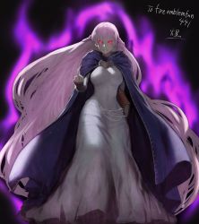Rule 34 | 1girl, absurdly long hair, absurdres, aura, belly chain, blue dress, book, braid, breasts, cape, cloak, commission, commissioner upload, dress, evil, evil eyes, evil grin, evil smile, female focus, fire emblem, fire emblem: the binding blade, grin, highres, jewelry, kasei yukimitsu, large breasts, long hair, long sleeves, looking at viewer, medium breasts, middle finger, nintendo, purple hair, smile, solo, sophia (fire emblem), standing, very long hair