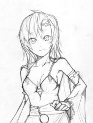 Rule 34 | 1990s (style), 1girl, breasts, bridal gauntlets, cape, cleavage, detached sleeves, final fantasy, final fantasy iv, greyscale, monochrome, rydia (ff4), sketch, solo, tsukiyo rei