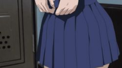 Rule 34 | 1girl, animated, animated gif, anime screenshot, ass, blue skirt, female focus, gantz, kishimoto kei, lowres, miniskirt, panties, pleated skirt, screencap, skirt, solo, underwear, undressing, unworn skirt, white panties