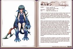 Rule 34 | 1girl, animal hands, black hair, blunt bangs, breasts, character profile, closed mouth, dungeons &amp; dragons, english text, expressionless, facial mark, fins, fish girl, full body, hard-translated, head fins, hime cut, holding, holding lance, holding polearm, holding weapon, kenkou cross, lance, long hair, looking at viewer, monster girl, monster girl encyclopedia, official art, one-piece swimsuit, polearm, sahuagin, sahuagin (monster girl encyclopedia), school swimsuit, shaded face, sidelocks, small breasts, solo, spear, standing, swimsuit, tail, third-party edit, translated, trident, very long hair, weapon, wet, yellow eyes