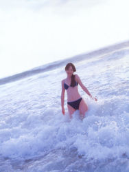 Rule 34 | akiyama rina, bikini, ocean, photo (medium), ponytail, swimsuit, wet