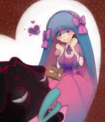 Rule 34 | 10s, 1boy, 1girl, bad id, bad pixiv id, basket, colored inner hair, dress, ghost (psg), heart, heart-shaped pupils, kabonyonko, lolita fashion, long hair, multicolored hair, panty &amp; stocking with garterbelt, pink dress, stocking (psg), symbol-shaped pupils