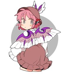 Rule 34 | 1girl, animal ears, bird ears, bird wings, blush, brown dress, brown hat, closed mouth, cowboy shot, cropped legs, dress, earrings, frilled sleeves, frills, grey eyes, hat, highres, ini (inunabe00), jewelry, looking at viewer, mystia lorelei, pink hair, short hair, single earring, sleeves past fingers, sleeves past wrists, solo, touhou, white wings, wide sleeves, winged hat, wings