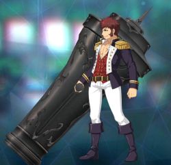 Rule 34 | 00047, 1boy, beard, belt, blouse, blue eyes, boots, brown hair, commentary request, derivative work, epaulettes, facial hair, fate/grand order, fate (series), game sprite, hair down, holding, holding weapon, huge weapon, long sleeves, male focus, military, military uniform, muscular, napoleon (senjuushi), napoleon bonaparte (fate), open clothes, open shirt, pants, pectorals, scar, shirt, sideburns, smile, solo, uniform, weapon