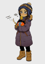 Rule 34 | 1girl, braid, brown hair, coat, countryball, cyrillic, gloves, hat, highres, medium hair, messy hair, mongoliaball, nanimonothing, original, saber (weapon), soyombo, soyombo earrings, sword, twin braids, weapon, winter clothes
