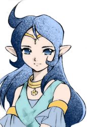 Rule 34 | blue eyes, blue hair, jewelry, long hair, looking at viewer, lowres, nayru, nintendo, pointy ears, the legend of zelda, the legend of zelda: oracle of ages, tiara