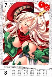 Rule 34 | 00s, 1girl, absurdres, alleyne (queen&#039;s blade), alleyne (queen's blade), beret, blush, braid, breast press, breasts, cape, cleavage, closed eyes, elbow gloves, elf, fighting master alleyne, gloves, hat, highres, large breasts, long hair, matsuryuu, midriff, open mouth, pointy ears, queen&#039;s blade, side braid, solo, surprised, tears, thighhighs