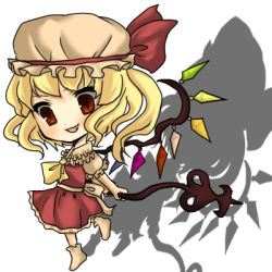 Rule 34 | 1girl, blonde hair, blouse, collared shirt, female focus, flandre scarlet, hat, lowres, mob cap, red eyes, shirt, solo, toda ayu, touhou, white hat, white shirt, wings