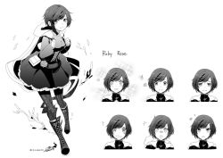 Rule 34 | 1girl, angry, black pantyhose, blush, boots, breasts, cape, cross-laced footwear, dress, emo (ricemo), expressions, frilled dress, frills, gothic lolita, lolita fashion, long sleeves, pantyhose, ruby rose, rwby, sad, short hair, smile, tears