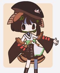 Rule 34 | 1other, atoymk, bare shoulders, brown eyes, brown hair, closed mouth, detached sleeves, feather hair ornament, feathers, hair ornament, hand on own hip, hat, indie virtual youtuber, short hair, short hair with long locks, smile, solo, tabinoki kanae, tabinoki kanae (1st costume), virtual youtuber, youtube