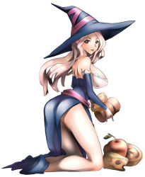 Rule 34 | 1girl, apple, bad id, bad pixiv id, brown eyes, brown hair, cheese, detached sleeves, dragon&#039;s crown, food, fruit, hat, kawagoe pochi, long hair, side slit, solo, sorceress (dragon&#039;s crown), witch hat