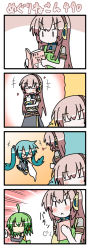 Rule 34 | &gt; &lt;, 3girls, 4koma, :&lt;, :3, = =, ahoge, blush, book, carrying, chibi miku, comic, detached sleeves, elbow gloves, closed eyes, ferret, fl-chan, fl studio, gloves, green hair, happy, hatsune miku, headphones, heart, imagining, long hair, long image, megurine luka, minami (colorful palette), multiple girls, open book, open mouth, pink hair, reading, tall image, thought bubble, vocaloid, | |