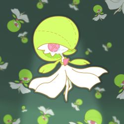 Rule 34 | blurry, blurry background, bob cut, button eyes, buttons, character doll, chibi, closed mouth, colored skin, creatures (company), doll, falling, flat chest, full body, game freak, gardevoir, gen 3 pokemon, green background, green theme, hair over one eye, highres, multicolored skin, nintendo, one eye covered, outline, pokemon, pokemon (creature), red eyes, sad, short hair, stitches, tears, two-tone skin, white skin, yuri (fl0werspace)
