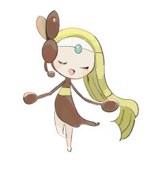 Rule 34 | animal focus, closed eyes, commentary, creatures (company), forehead jewel, full body, game freak, gen 5 pokemon, green hair, highres, legendary pokemon, long hair, meloetta, meloetta (aria), music, mythical pokemon, n29670007, nintendo, no humans, open mouth, pokemon, pokemon (creature), simple background, singing, solo, symbol-only commentary, white background