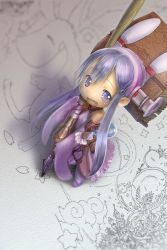 1girl blue_eyes blue_hair blush book cloud drawing foreshortening hairband looking_at_viewer mini_person minigirl nib_pen_(object) open_mouth original pen purple_eyes purple_hair purple_theme sidelocks smile tsukushi_akihito